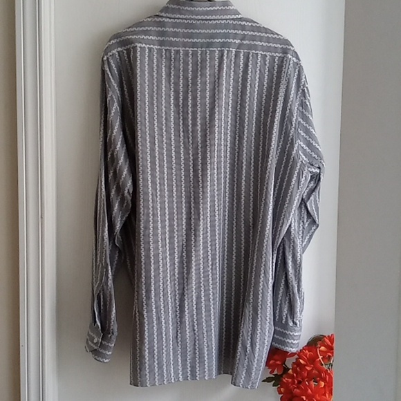 Dagr | Black White Striped Print Dress Shirt - Picture 3 of 8